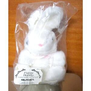 Great American Opportunities Fuzzy Bunny White Plush Rabbit 7 Inches Baby Shower